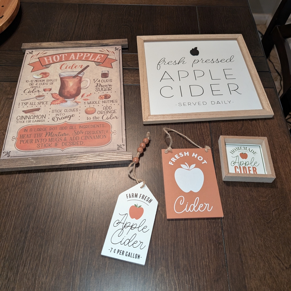 ~Apple Cider Sign Lot Of 5 Excellent Condition